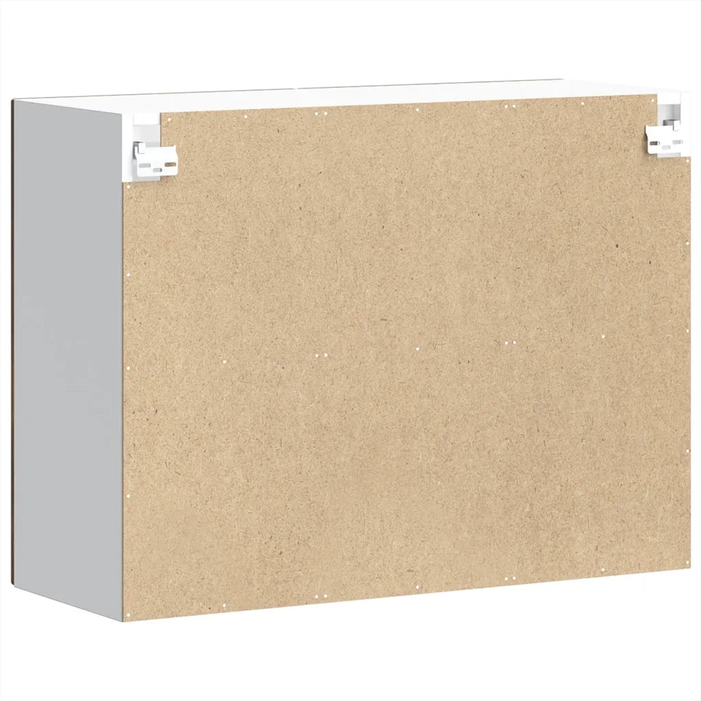 Mobiletto da cucina a parete pratico e di design 80 x 31 x 60 cm con spazio contenitivo ottimale realizzato in legno composito finitura rovere affumicato 02_0050197