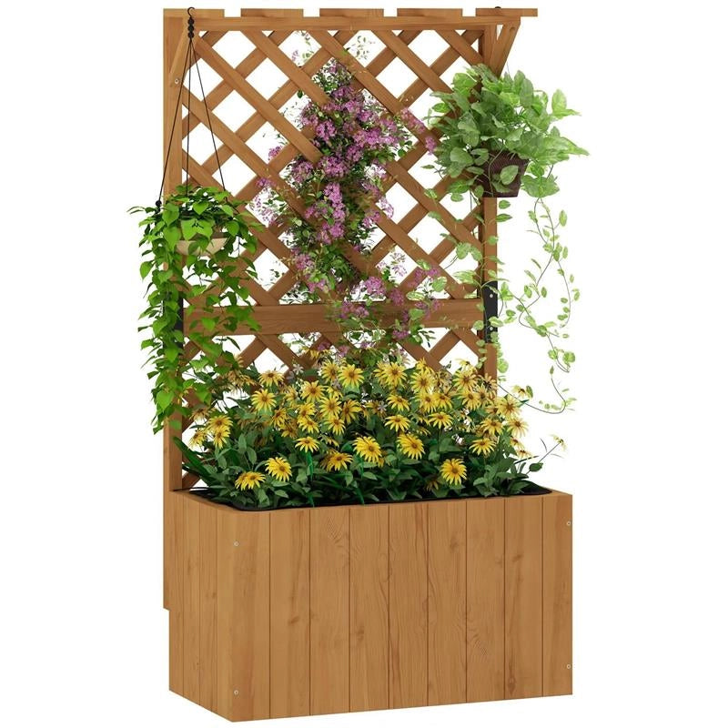 LETTO PER ORTO RIALZATO CON TRALICCIO PER RAMPICANTI E PERGOLA SUPERIORE 64X33X122 CM LEGNO