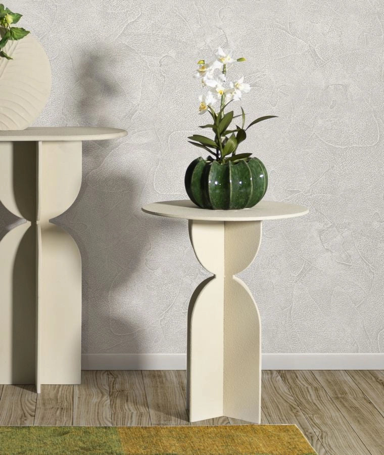 Tavolinetto Dune Ø45x58 cm in Ferro Crema