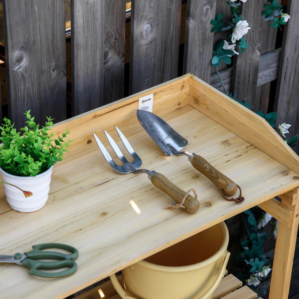 Tavolo da giardino per piante con ripiano ¨C zephmum ¨C legno marrone chiaro 80x40x84 cm