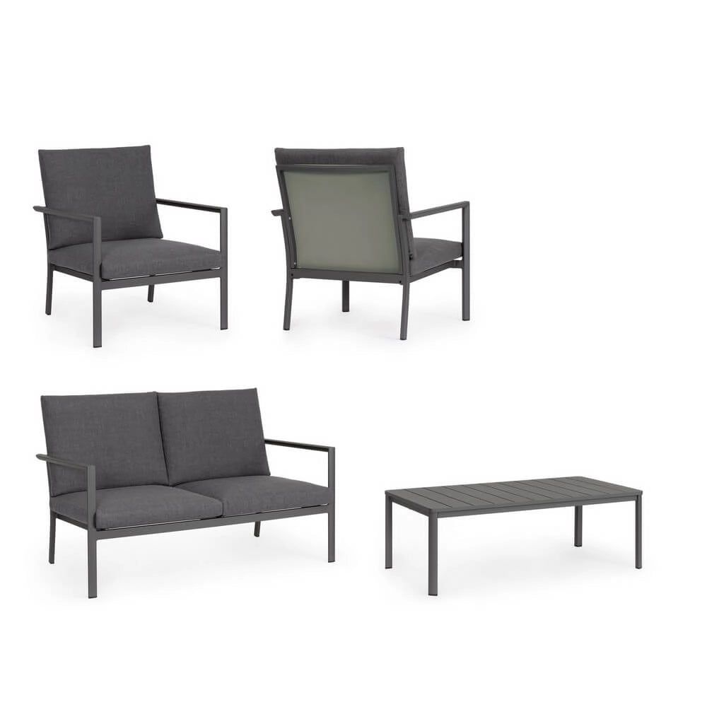 Set da 4 Salotto da Giardino in Alluminio con Cuscini - FYRON