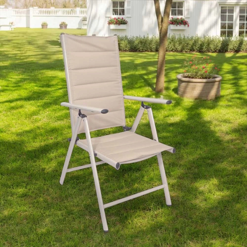 Sedia sdraio Erica in alluminio reclinabile in 6 posizioni in textilene beige