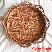 Mangiafrutta in vimini, cesta per il ripostiglio in vimini, cesta da tavola intrecciata naturalmente, cesta per il ripiano del bancone e cesta decorativa, dimensioni: 9x9x2 pollici.