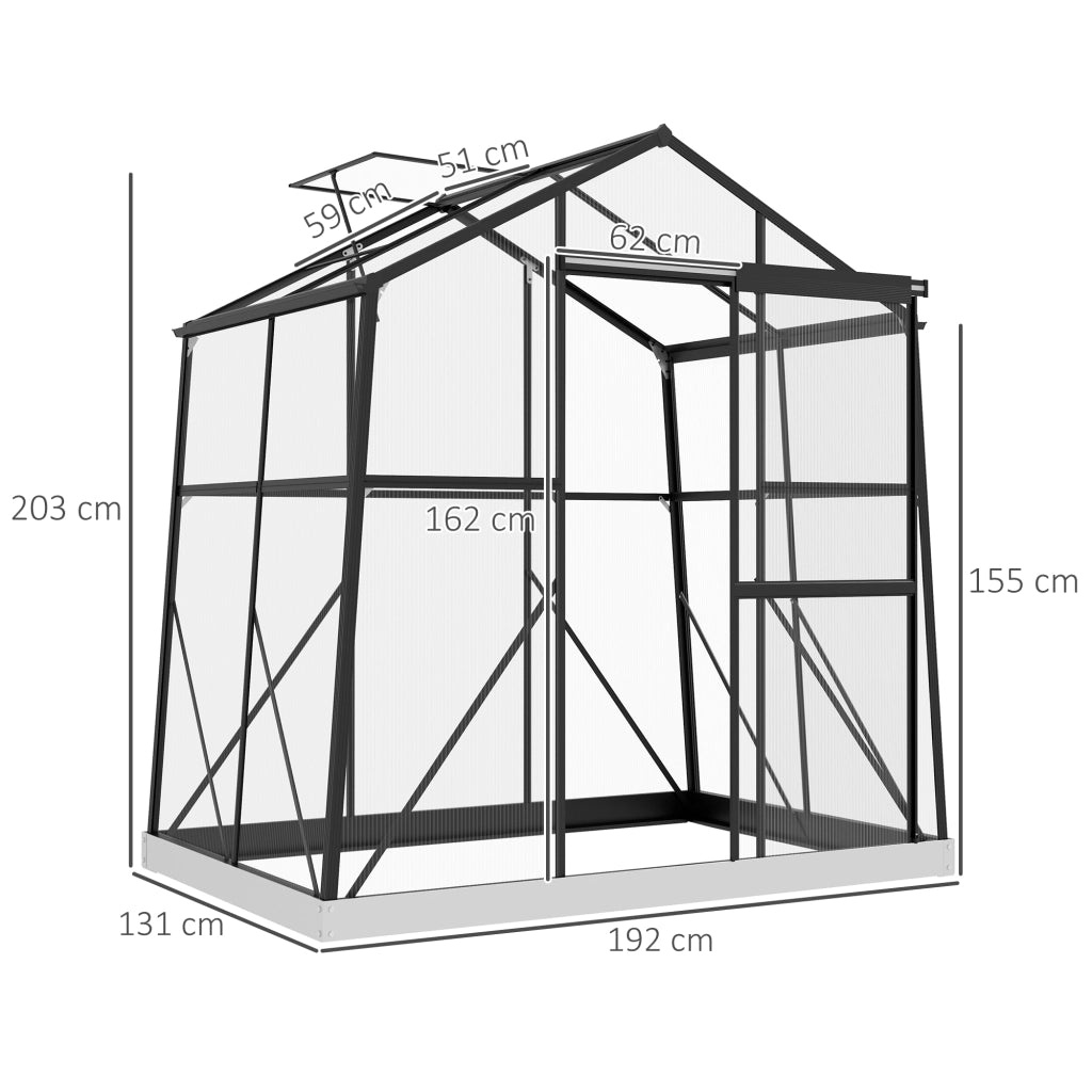 Serra Giardino in Policarbonato e Alluminio ¨C Zephmum ¨C Nero 192x131x203 cm