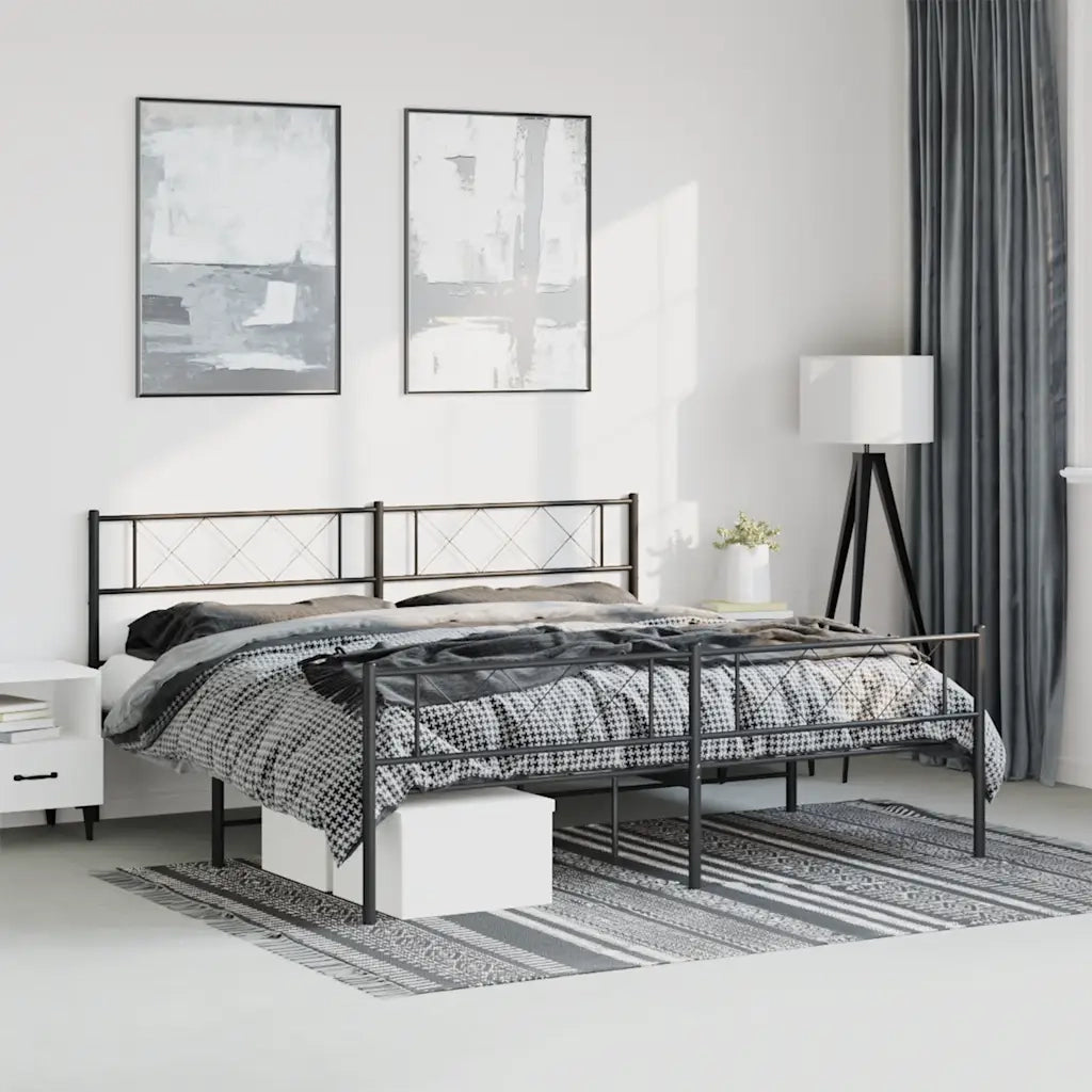 Giroletto con Testiera e Pediera Metallo Nero 183x213 cm 372300
