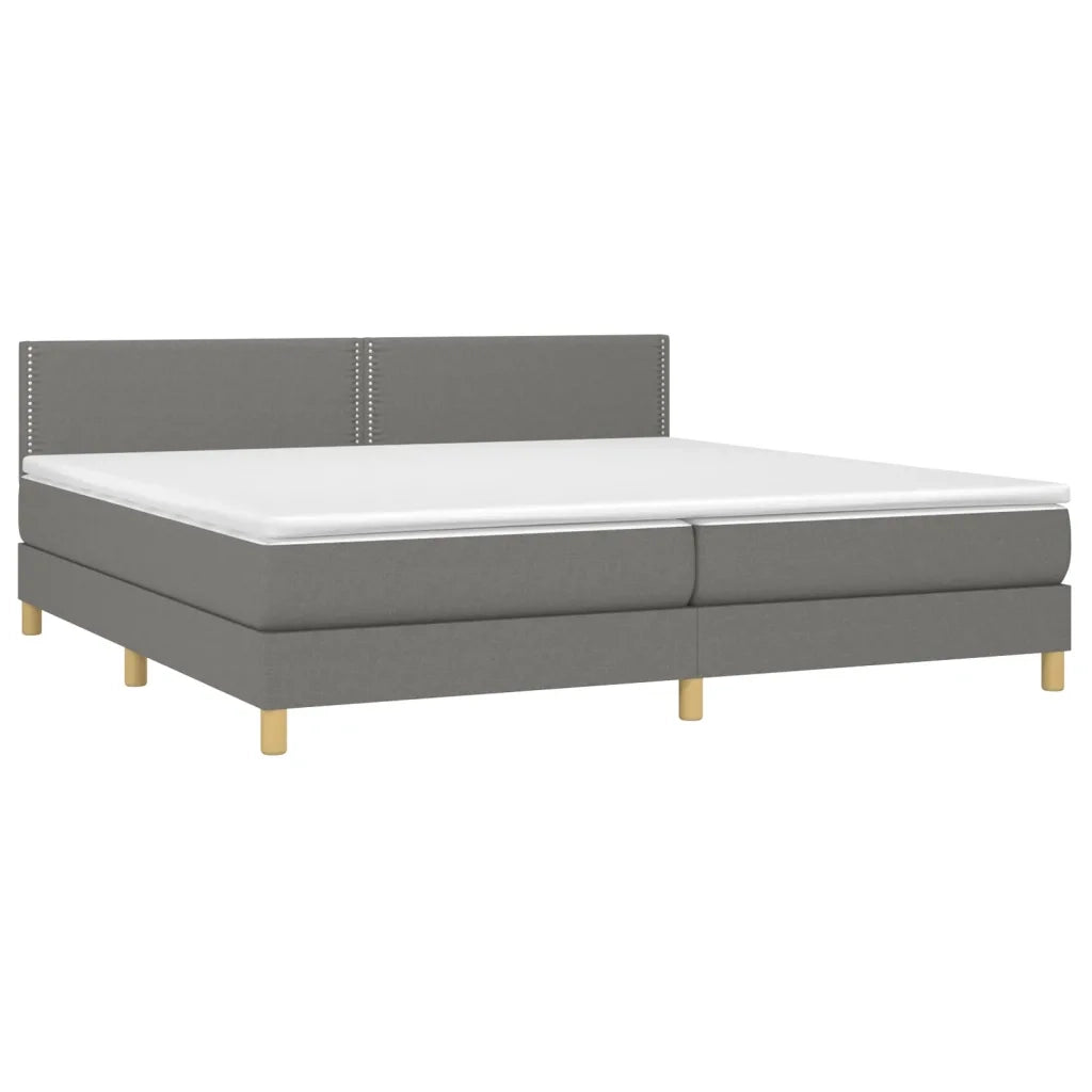 Letto a Molle Materasso e LED Grigio Scuro 200x200cm in Tessuto 3133662