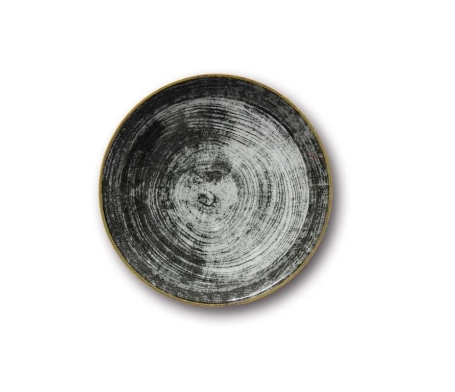 Set 6 Piatti Frutta da Tavola in Porcellana Napoli Black Round 21 cm