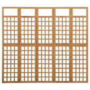 Divisorio a 5 Pannelli-Set di 5 pannelli Paravento in Legno Massello di Abete 201,5x180 cm