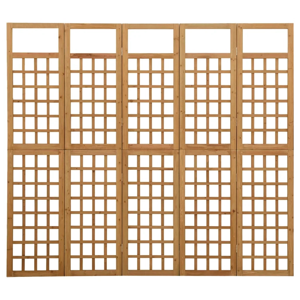 Divisorio a 5 Pannelli-Set di 5 pannelli Paravento in Legno Massello di Abete 201,5x180 cm