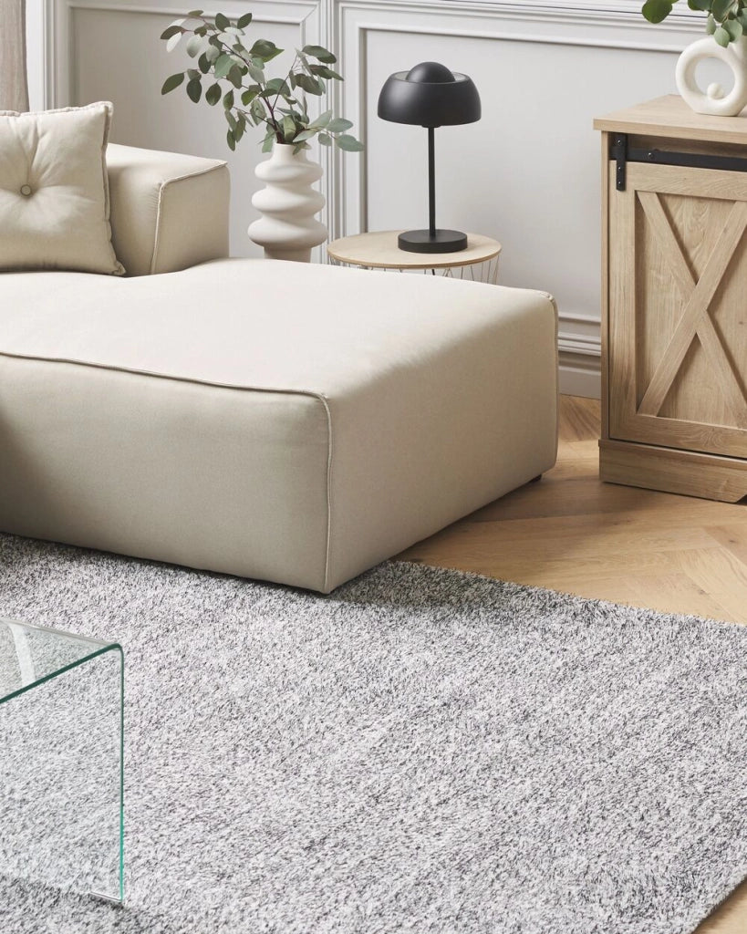 Tappeto shaggy grigio melange 200 x 200 cm moderno tappeto quadrato trapuntato a Pelo Lungo