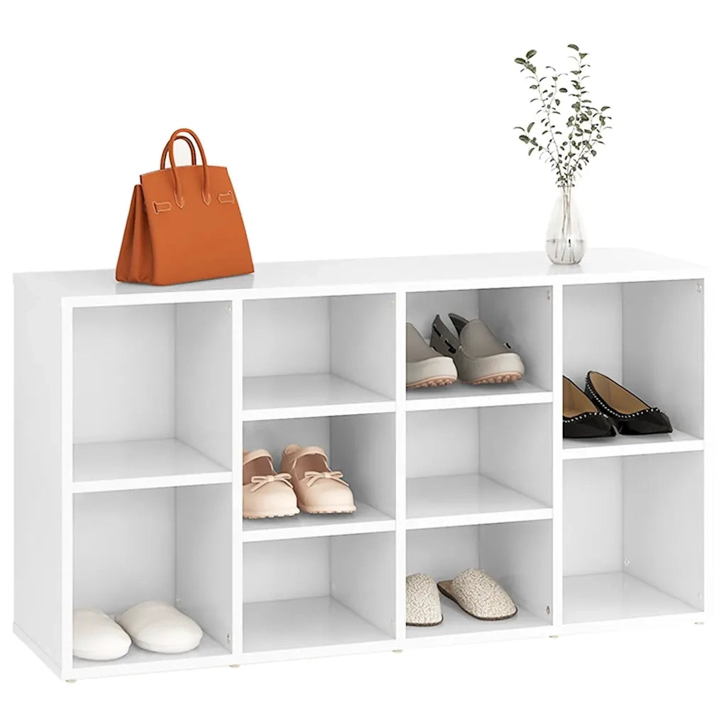 Scarpiera con Panchina-Scaffale per scarpe Bianco 103x30x55 cm in Multistrato
