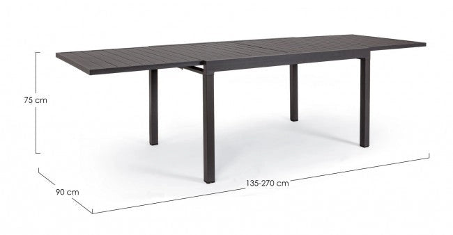 Tavolo Allungabile da Giardino 135-270x90x75h cm Pelagius Antracite
