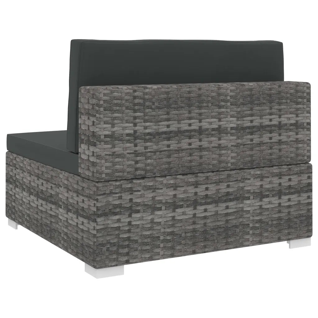 Seduta Centrale Modulare 1 pz con Cuscini in Polyrattan Grigio cod mxl 74030