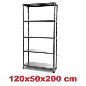 SCAFFALE METALLICO 5 RIPIANI CON RINFORZO SCAFFALATURA METALLICA 120X50X200 cm