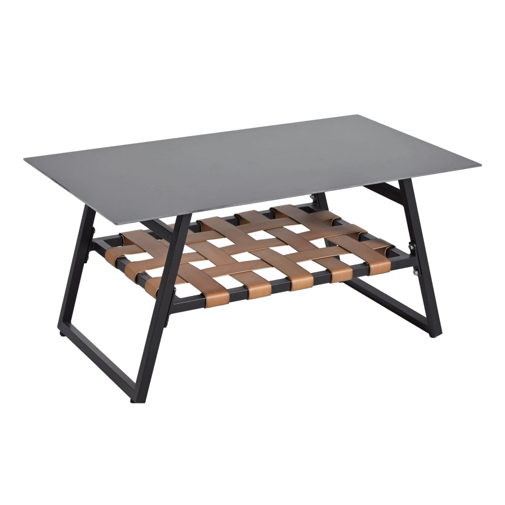 Set Divano da Giardino con Tavolino e Pouf ¨C MINIMAL ¨C Polyrattan, Vetro, Grigio