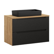 Set mobili bagno 90 cm con piano e lavabo da appoggio Slim Luxor Black 90 x 1401 x 46 cm