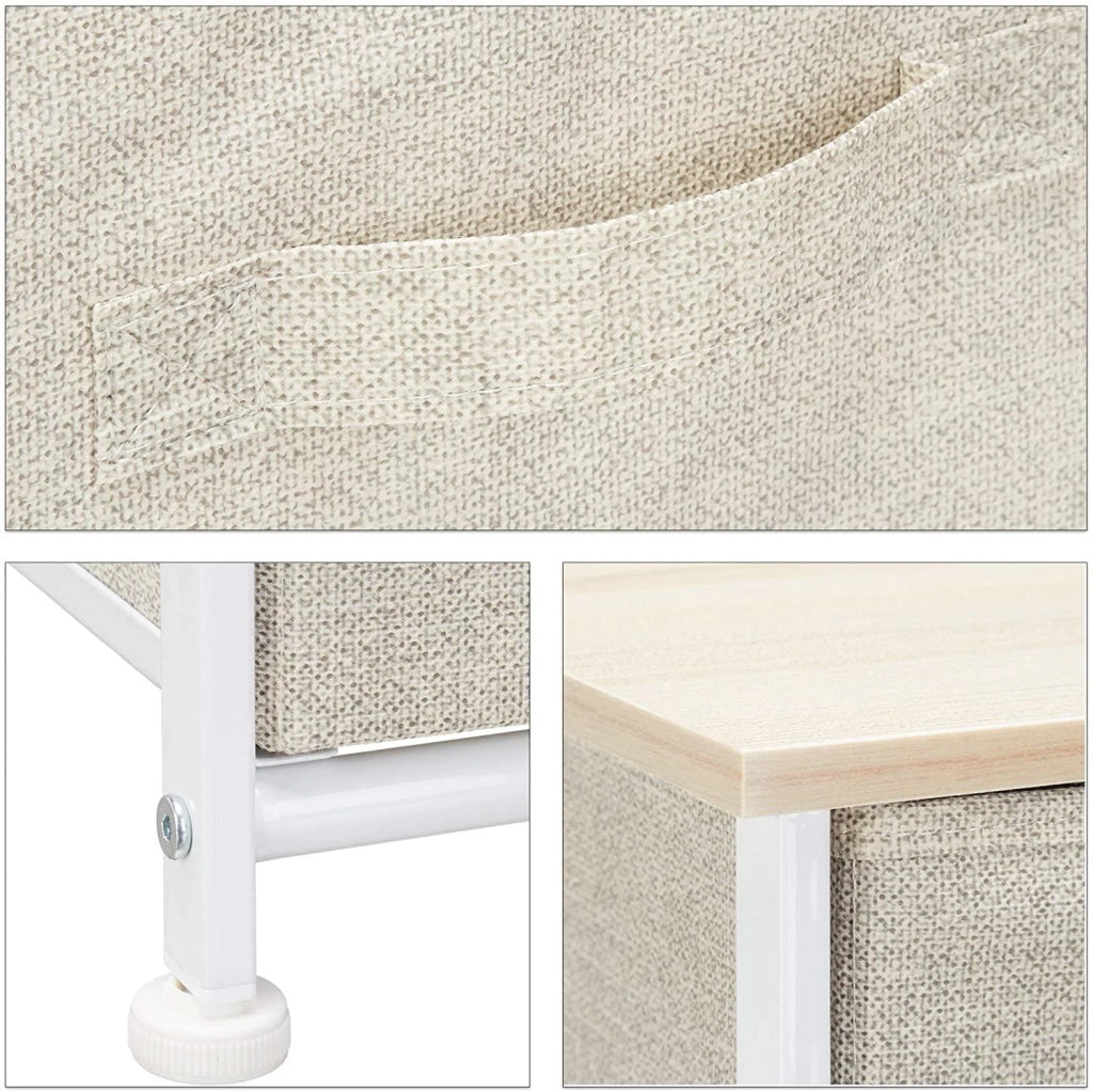 Cassettiera mobile contenitore mensola con cassetti tessuto beige 13_0002582_3