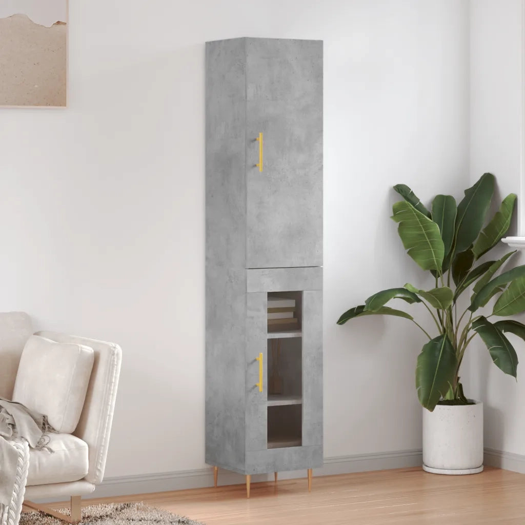 Credenza | Madia | Buffet da pranzo | Armadio da pranzo Grigio Cemento 34,5x34x180 cm in Legno Multistrato