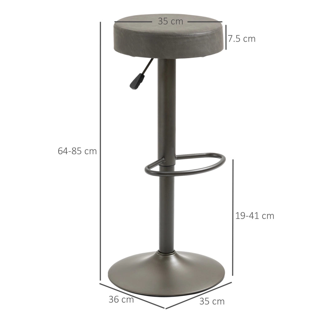 Easycomfort Set 2 Sgabelli da Bar Girevoli con Poggiapiedi e Altezza Regolabile, 35x36x64-85cm, Grigio