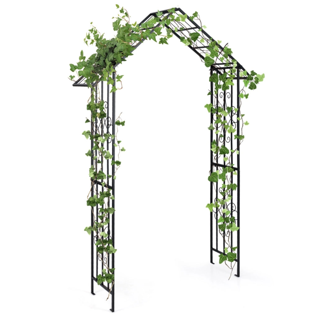 Traliccio da giardino con barre trasversali laterali multiple, Arco da giardino moderno Nero-Decorazioni da giardino