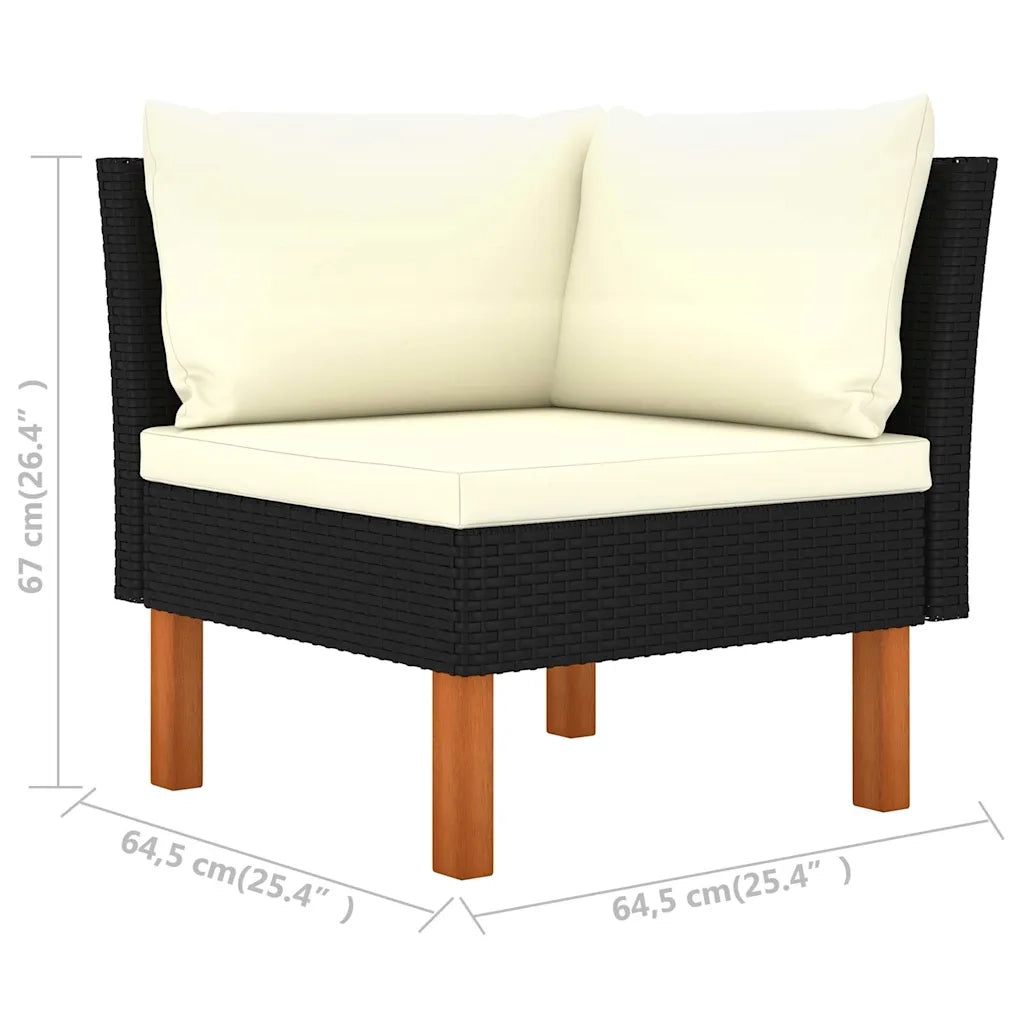 Poltrone Angolari 2 pz Polyrattan e Legno Massello di Eucalipto 630870