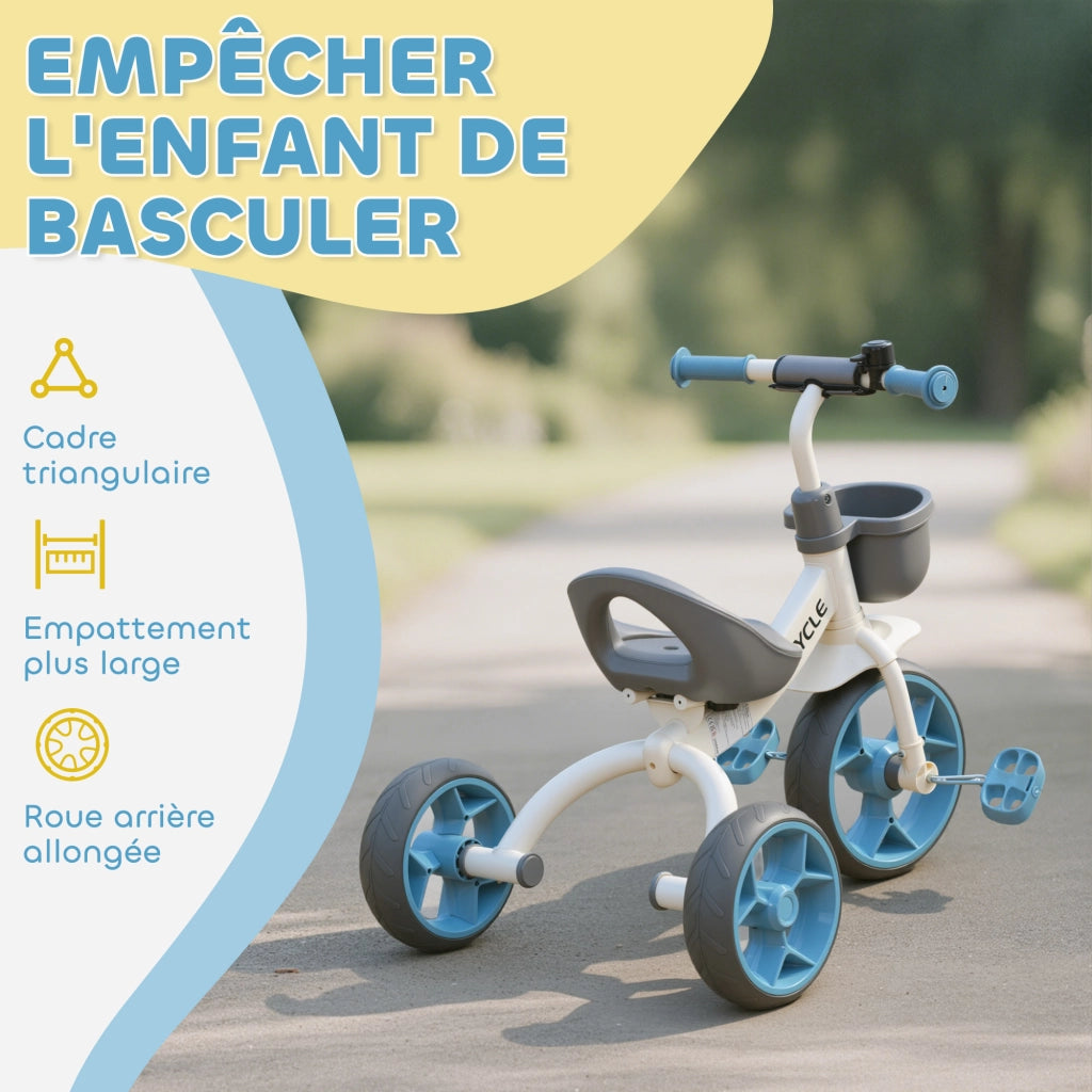 Triciclo per Bambini 2-5 Anni con Cestino ¨C Zephmum ¨C Blu 72x52x61 cm