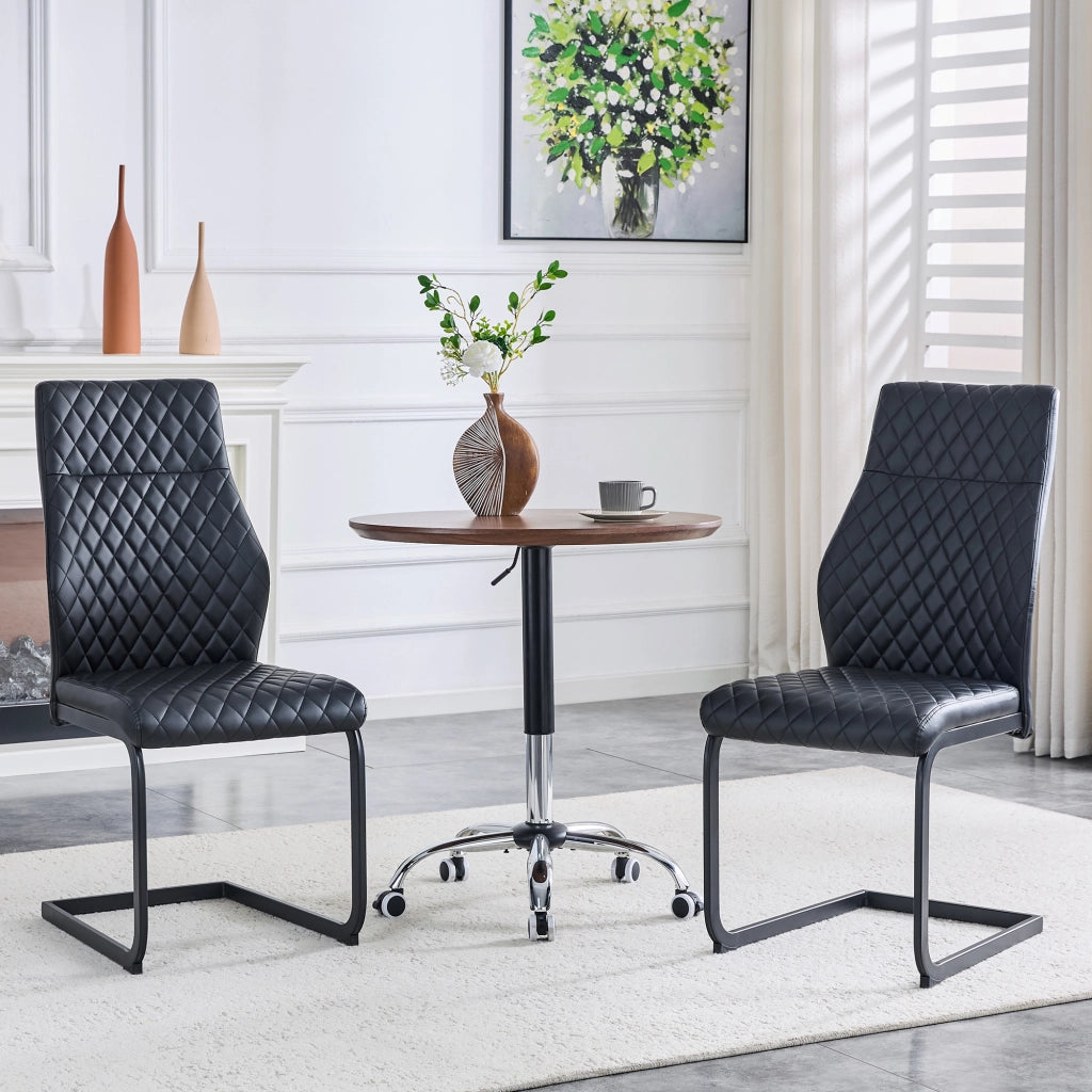 SEDIA DA PRANZO 2 PEZZI Schienale alto 100 cm Nero PU e metallo