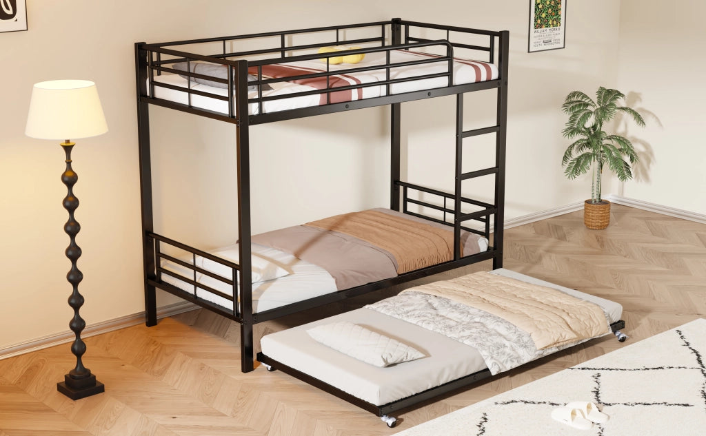 LETTO a castello con letto estraibile 90x200/90x190 cm metallo nero