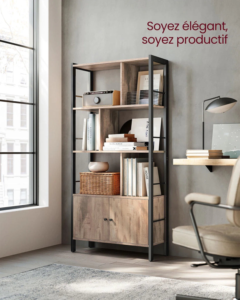 Libreria a 4 ripiani grande struttura in acciaio stabile 30 x 74 x 154,5 cm stile industriale marrone 12_0005711