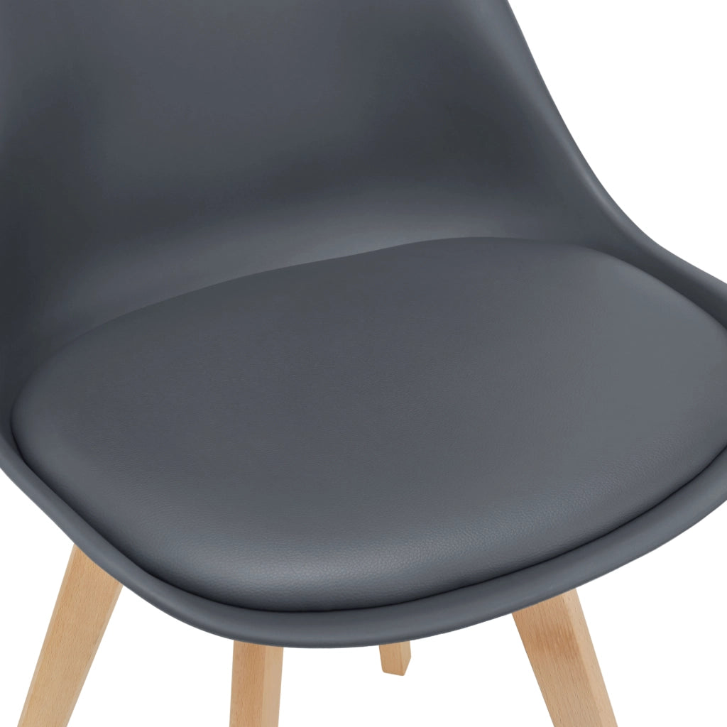 Set Fläten di 4 Sedie da Sala con Seduta Imbottita Rivestimento in Similpelle Grigio [en.casa]