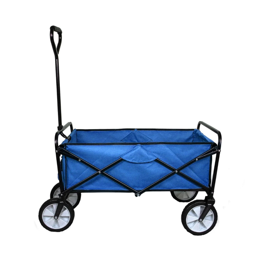 Carretto Carrello Giardinaggio Pieghevole Rimorchio Carriola da Giardino Blu