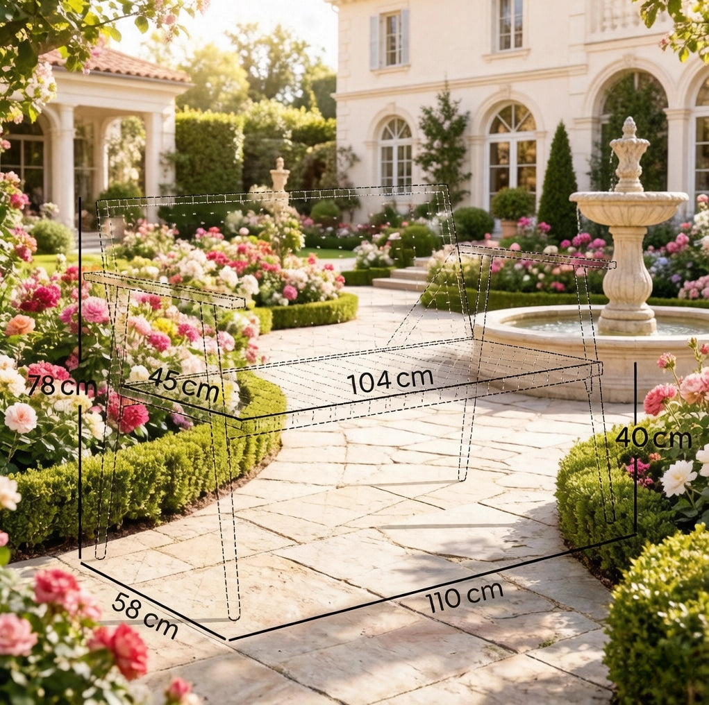 Panchina da giardino 2 posti in resina intrecciata e acciaio zincato; grigio; 110 cm
