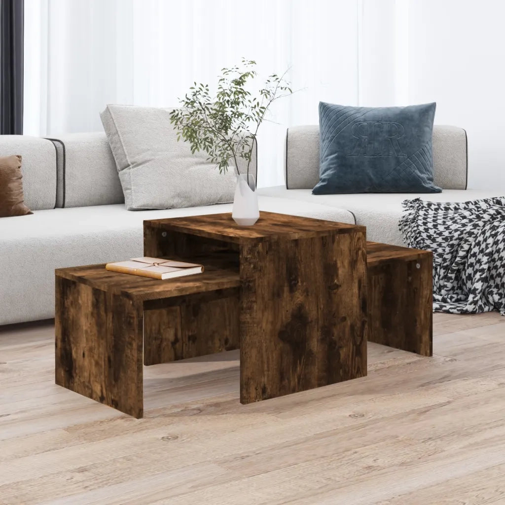 Set Tavolini salotto | Tavolino da caff¨¨ | Tavolino da Soggiorno Rovere Fumo 100x48x40 cm Legno Multistrato