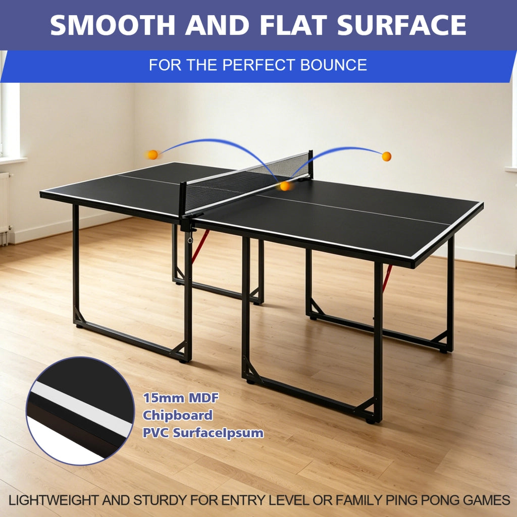 TAVOLO DA PING PONG Pieghevole 182x91 cm Nero con rete, 2 racchette e 3 palline