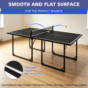 TAVOLO DA PING PONG Pieghevole 182x91 cm Nero con rete, 2 racchette e 3 palline