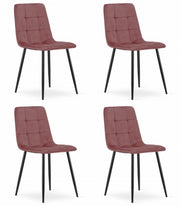 Sedia Valora PYRA in velluto rosa con gambe nere, design moderno x4