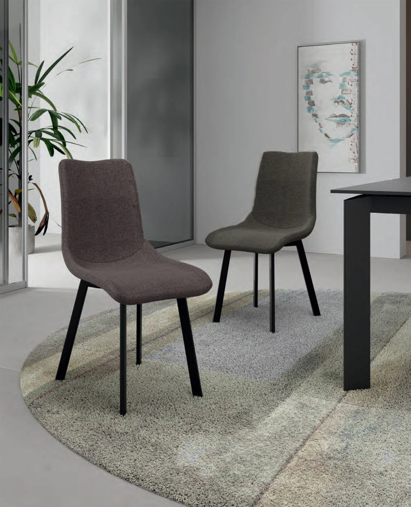 Set 4 Sedie Iris 45x56x86 cm in Tessuto Easy-Clean Grigio Scuro