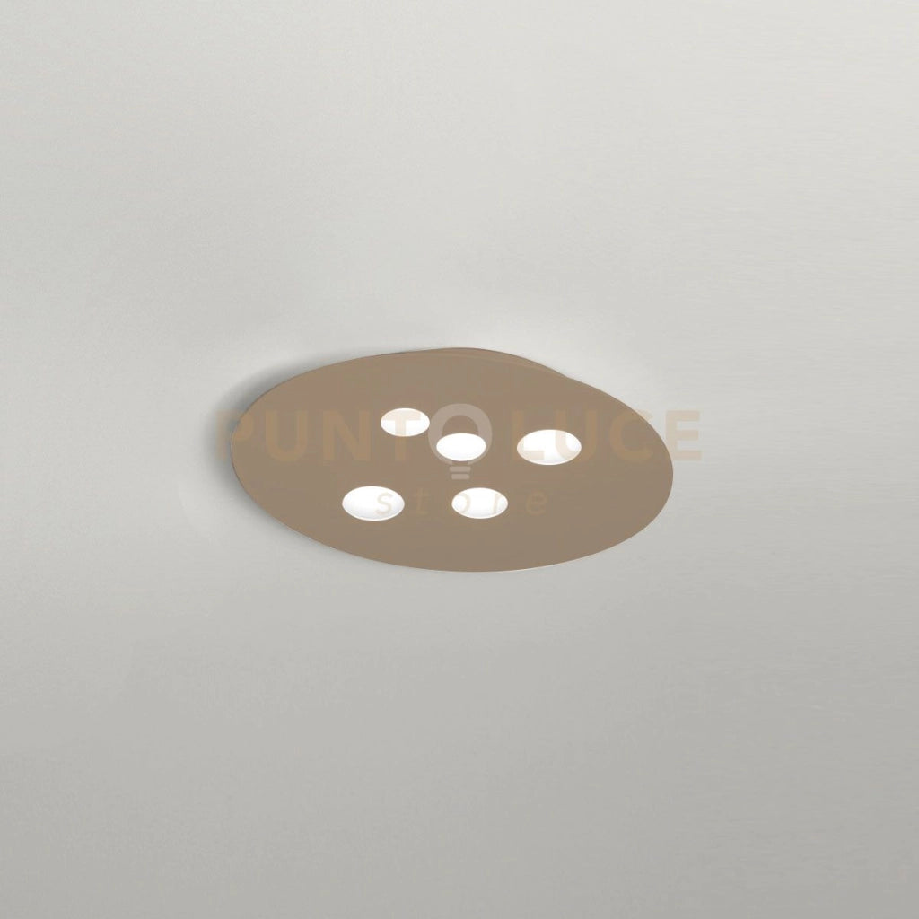 LUNA P/M - PLAFONIERA METALLO E ALLUMINIO TORTORA  5 LUCI ATTACCO GX53 60CM