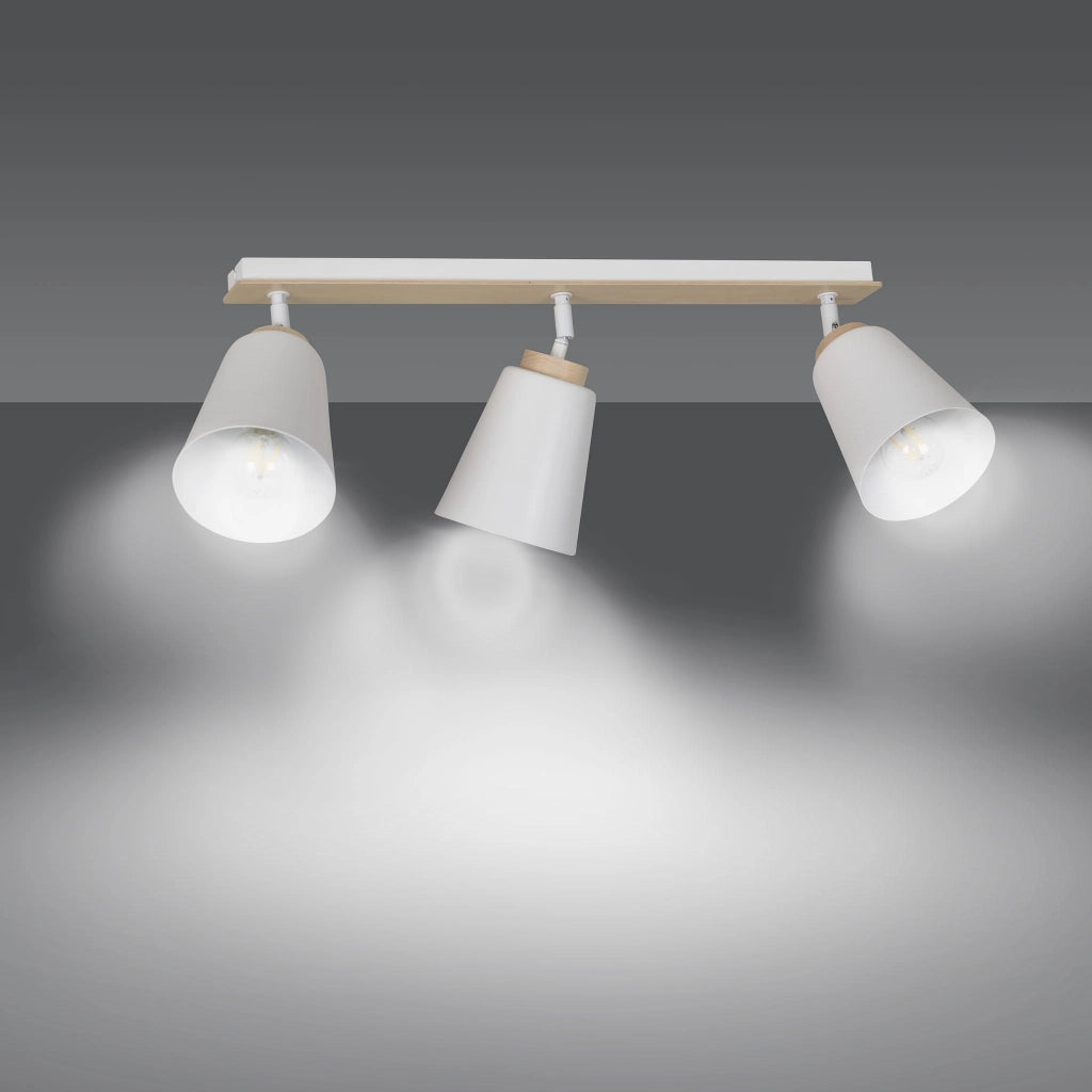 Plafoniera Emibig Atlas 3 bianca/legno 3xE27 90cm IP20