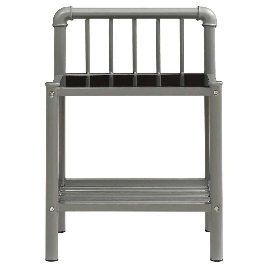 Set di 2 Comodini | Armadio da Notte | Mobiletto da notte Grigio e Nero in Metallo e Vetro