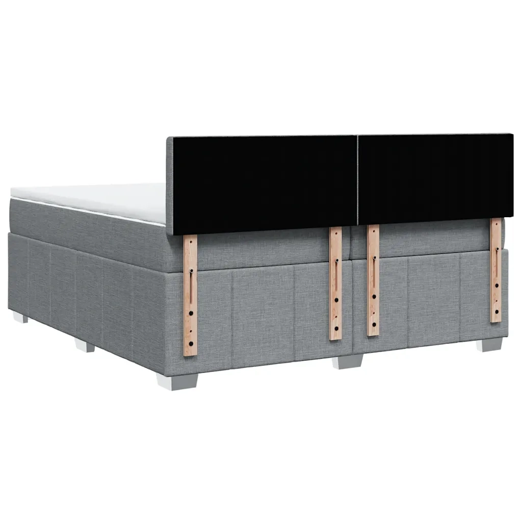 Giroletto a Molle con Materasso Grigio Chiaro 200x200cm Tessuto