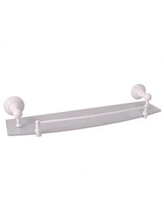 MORAVA Mensola da Doccia a Parete in Ottone Retrò con Binario Retrò in Ottone Bianco 50x14x7,6 cm