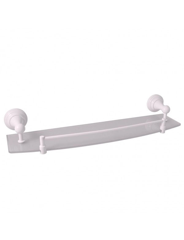 MORAVA Mensola da Doccia a Parete in Ottone Retrò con Binario Retrò in Ottone Bianco 50x14x7,6 cm
