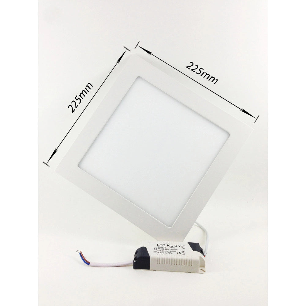 Trade Shop - Faretto Led 18w Ultra Slim Quadrato Incasso A Molla Con Led Driver 22.5cm -