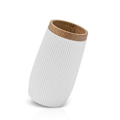 Set accessori bagno bianco cannettato con finitura effetto legno 5 pezzi Blob