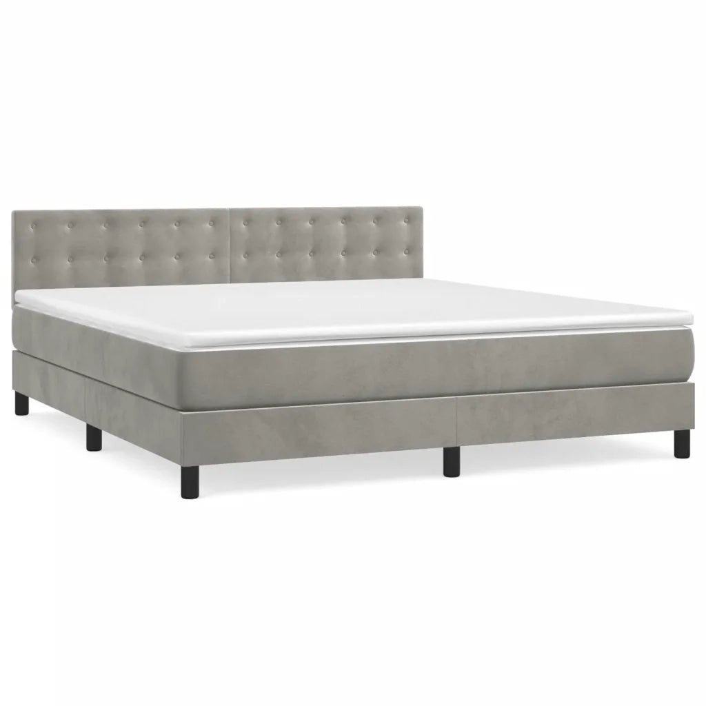 Giroletto a Molle con Materasso Grigio Chiaro 180x200cm Velluto 3141557