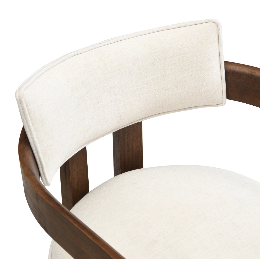 SEDIA con braccioli Set da 6 pezzi Legno massello e lino colore noce