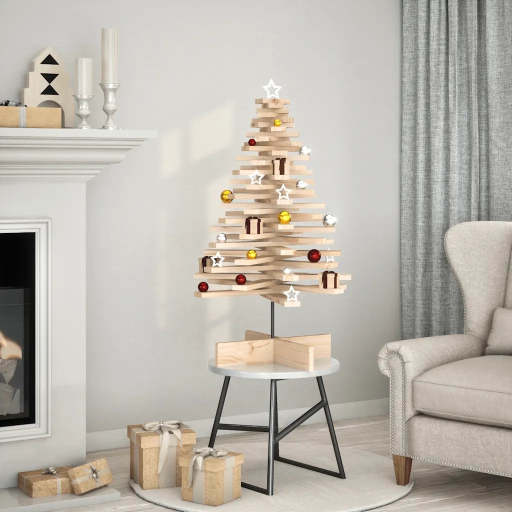 vidaXL Albero di Natale Decorativo in Legno 100 cm Legno Massello Pino
