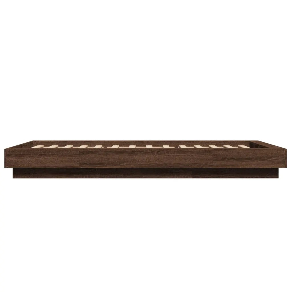 Giroletto Luci LED-Struttura Letto con LED Rovere Marrone 100x200 cm Legno Multistrato 490961