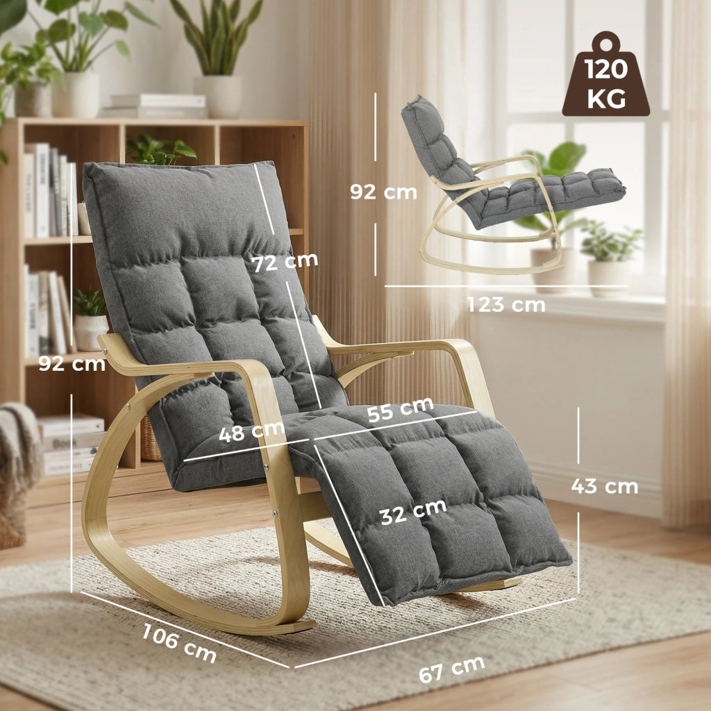 Poltrona dondolo reclinabile con poggiapiedi ¨C zephmum ¨C Grigio